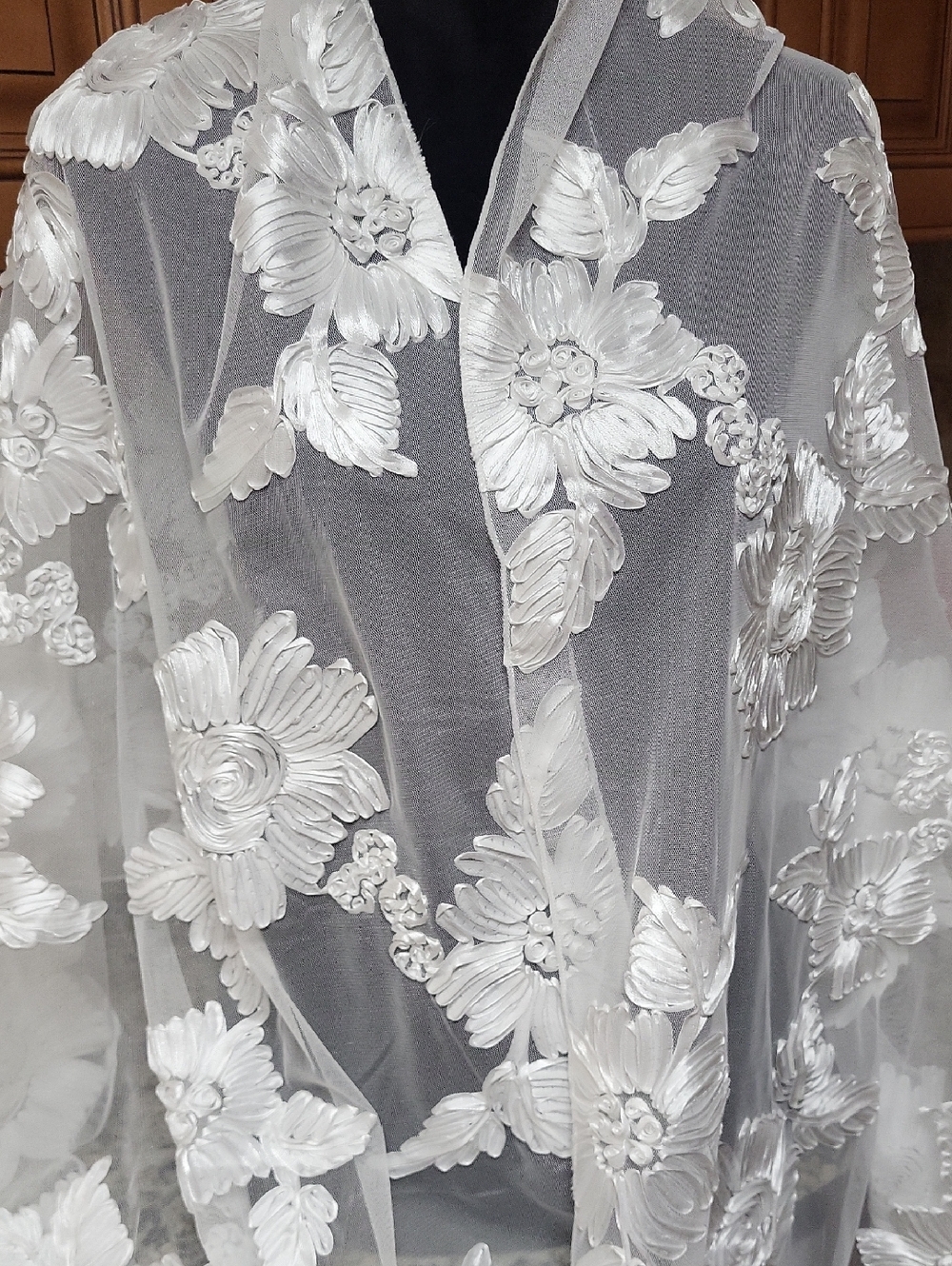 Cezanne White Embroided Scarf Evening Wrap